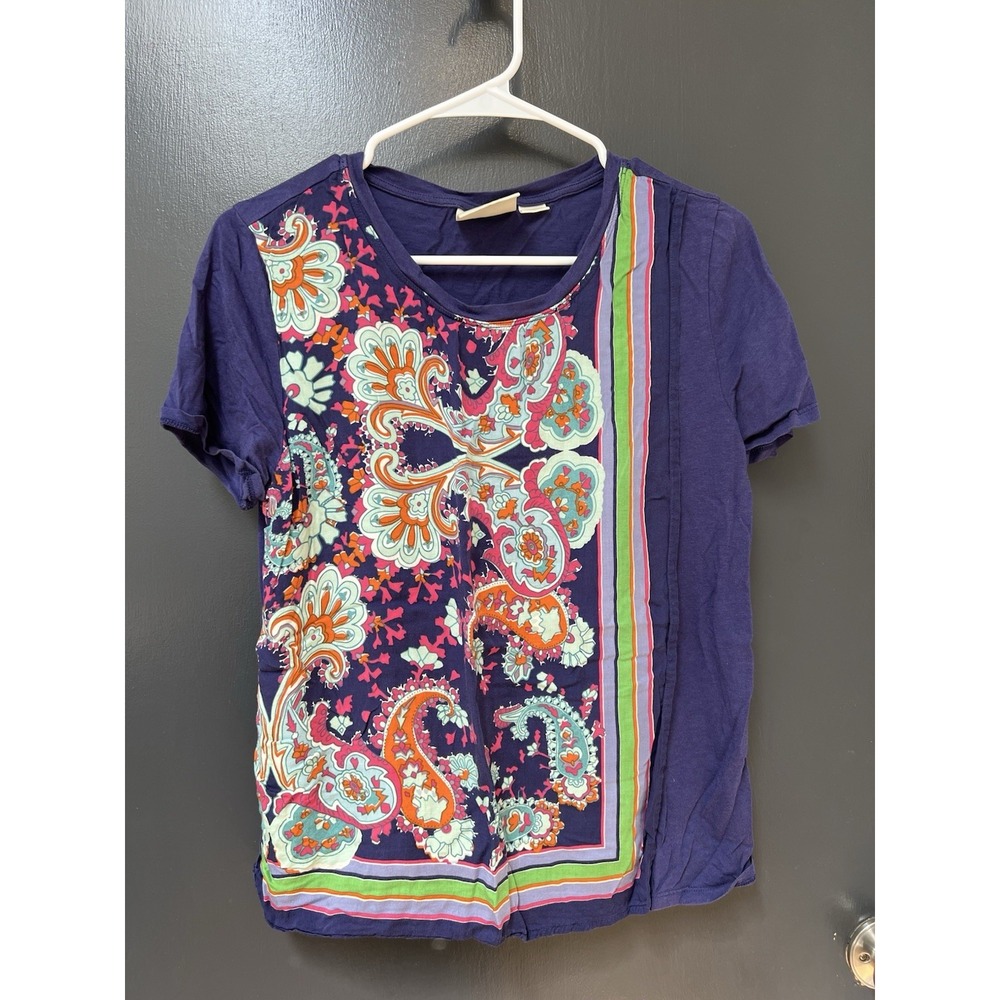 Anthropologie Maeve Purple Scarf Layered T-shirt Size M